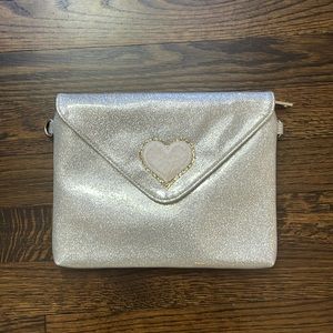 Studio DIY Silver Sparkle Clutch with Stoney Clover Heart Patch